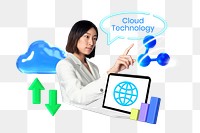 Cloud technology png collage remix, transparent background