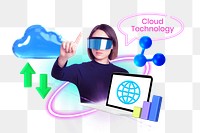 Cloud technology png collage remix, transparent background