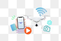 Drone technology png collage remix, transparent background