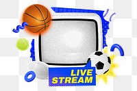 Sport live streaming png collage remix, transparent background