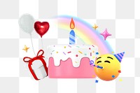 Birthday party png collage remix, transparent background