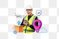 Shipping service png employee, 3D logistics remix, transparent background