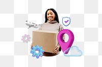 Shipping service png employee, 3D logistics remix, transparent background