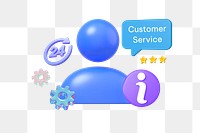 Customer service png word, 3D business remix on transparent background