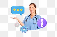 Online healthcare consultant png, 3D doctor remix, transparent background