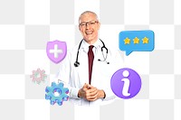 Online healthcare consultant png, 3D doctor remix, transparent background