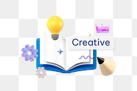 Creative png word, 3D book remix on transparent background