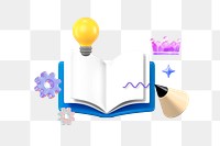 3D notebook png, creative idea remix, transparent background