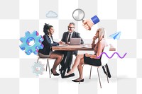 Diverse business meeting png, teamwork remix, transparent background