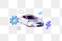 3D EV car png, sustainable vehicle remix, transparent background