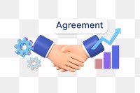 Agreement png word, 3D business handshake remix on transparent background