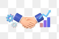 3D business handshake png, partnership deal remix, transparent background