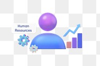 Human resources png word, 3D business remix on transparent background