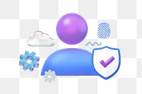 3D user icon png, personal data protection remix, transparent background