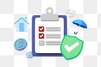 Property insurance checklist png, security & protection remix, transparent background