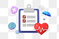 Health insurance checklist png, security & protection remix, transparent background