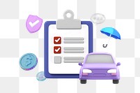 Car insurance checklist png, security & protection remix, transparent background