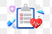 Health insurance checklist png, security & protection remix, transparent background