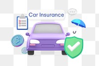 Car insurance png word, vehicle security remix on transparent background