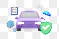 Car insurance png, security & protection 3D remix, transparent background