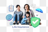 Life insurance png word, security 3D remix on transparent background