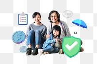 Family insurance png, security & protection 3D remix, transparent background