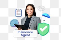 Insurance agent png word, job & career remix on transparent background