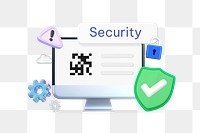 Security png word, 3D computer technology remix on transparent background