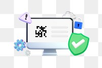 Data security png, 3D computer technology remix, transparent background