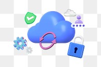 Cloud backup system png, 3D technology remix, transparent background