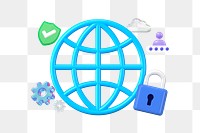 3D grid globe png, internet technology remix, transparent background