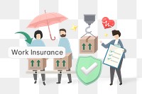 Work insurance png word, security & protection remix on transparent background