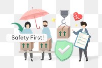 Safety first png word, security & protection remix on transparent background