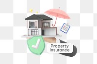 Property insurance png word, security & protection remix on transparent background