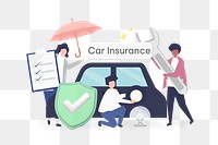 Car insurance png word, vehicle security & protection remix on transparent background