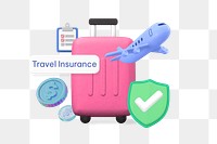 Travel insurance png word, security & protection remix on transparent background