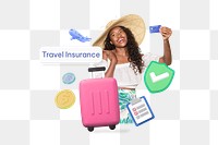 Travel insurance png word, security & protection remix on transparent background