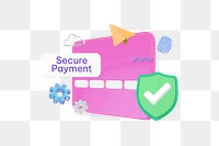Secure payment png word, finance 3D remix on transparent background