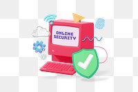 Online security png word, data protection remix on transparent background