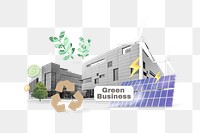 Green business png word, environment remix on transparent background