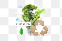 Green energy png word, environment remix on transparent background