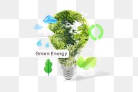 Green energy png word, environment remix on transparent background
