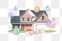 Sale png word, real estate & property remix on transparent background