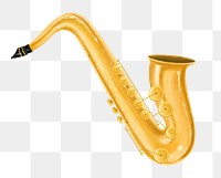 Saxophone png sticker, musical instrument, transparent background