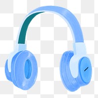 Blue headphones png sticker, music, transparent background