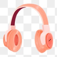 Pink headphones png sticker, music, transparent background