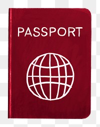Red passport png sticker, travel illustration, transparent background