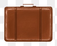 Brown luggage png sticker, travel illustration, transparent background