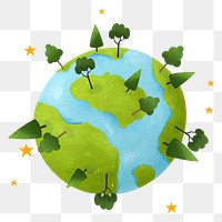 Green globe png sticker, environment illustration, transparent background