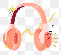 Pink headphones png, music lover aesthetic remix, transparent background